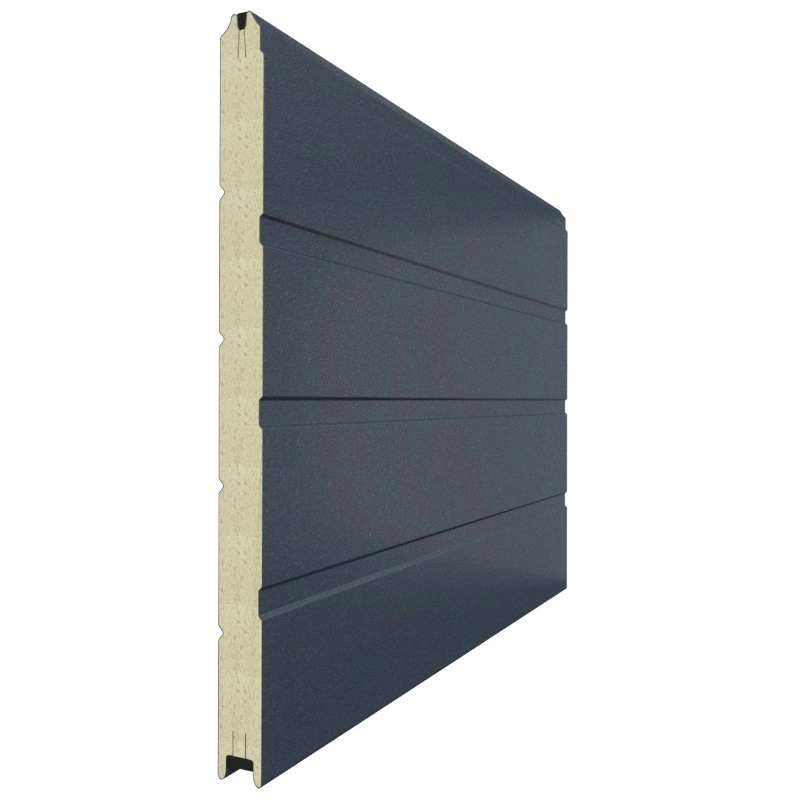 Гладкая панель секционных ворот в цвете RAL 7016 Антрацит (мороз)