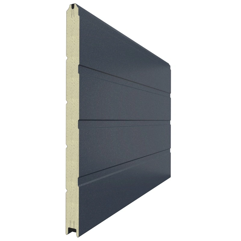 Гладкая панель секционных ворот в цвете RAL 7016 антрацит <мороз>  , в дизайне Доска