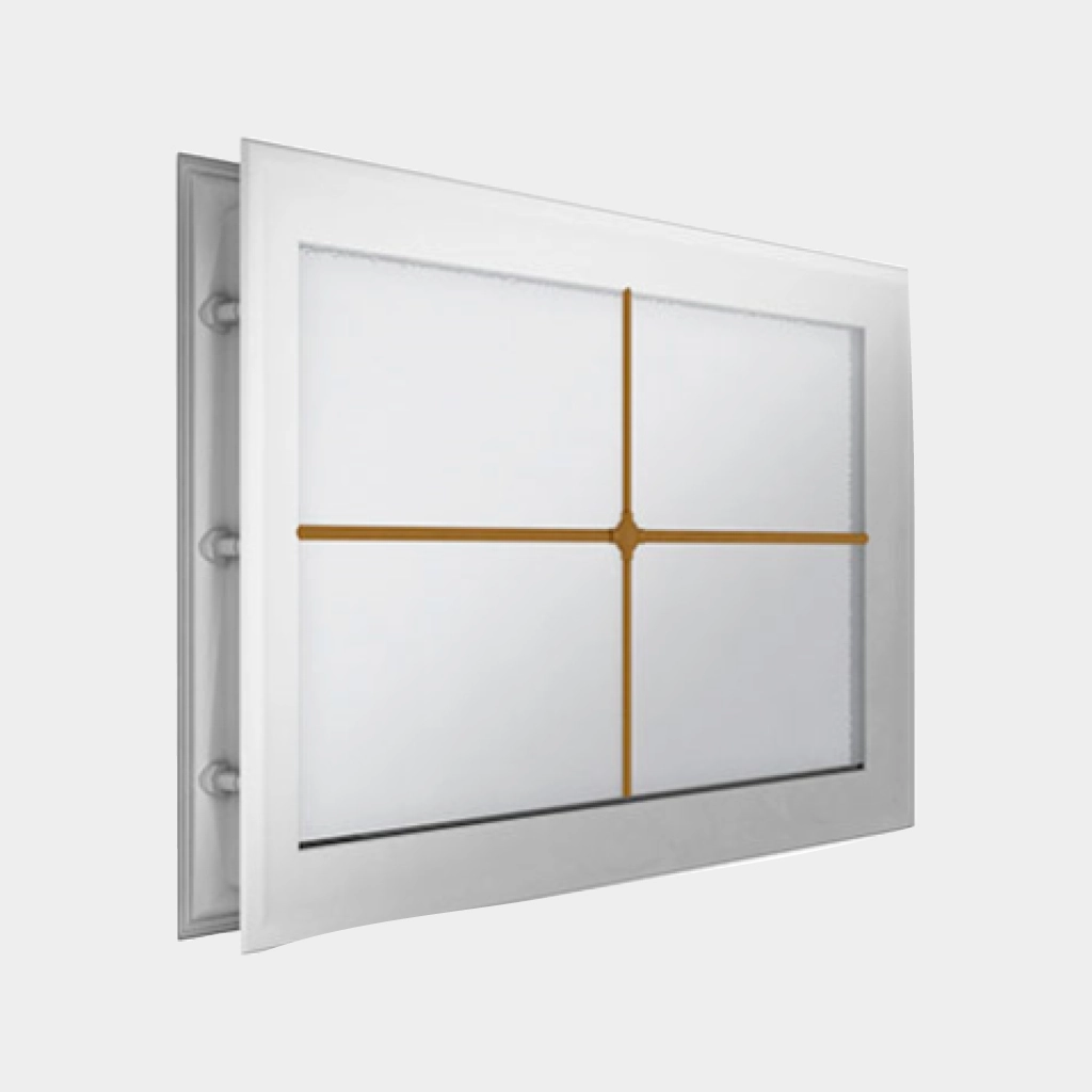 Окно в полотно секционных ворот акриловое 452 × 302, белое с раскладкой «крест» (арт. DH85627)