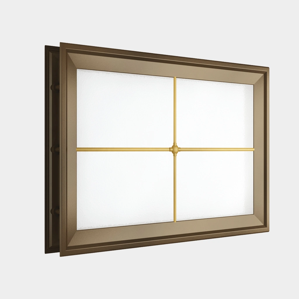 Окно в полотно секционных ворот акриловое 452 × 302, коричневое с раскладкой «крест» (арт. DH85628)