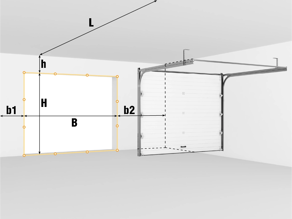Замер проема для секционных ворот RSD01 BIW