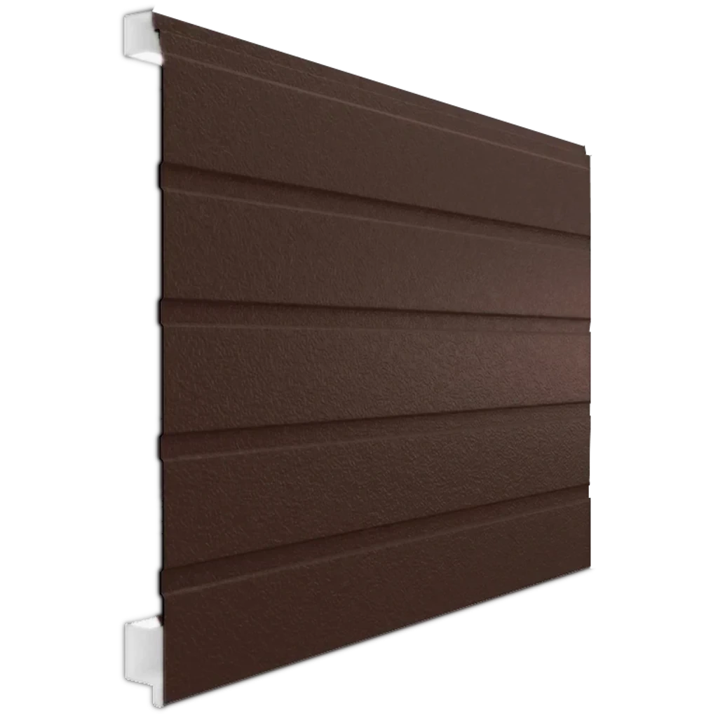 Панель секционных ворот красно-коричневого цвета в дизайне Стукко