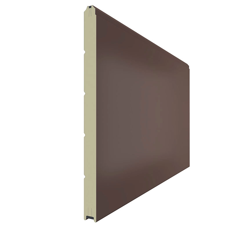 Панель секционных ворот красно-коричневого цвета в дизайне Гладкий лист: Верхняя полоса