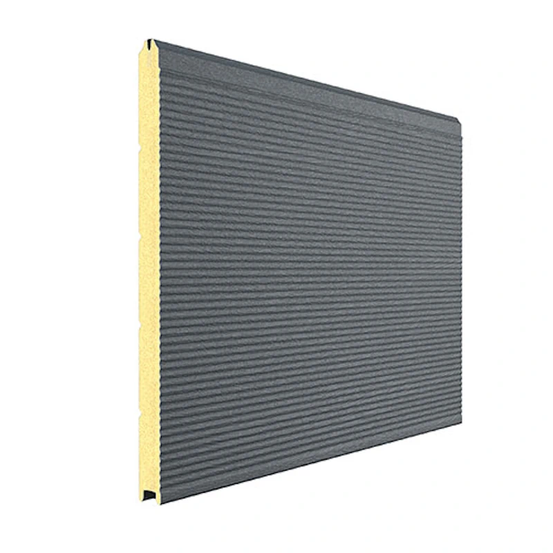 Панель секционных ворот в цвете антрацит <мороз> RAL 7016, в дизайне Волна  RAL 7024