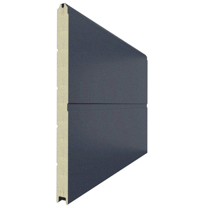 Панель секционных ворот в цвете RAL 7016 антрацит  <мороз> , в дизайне Гладкий лист: Широкая полоса