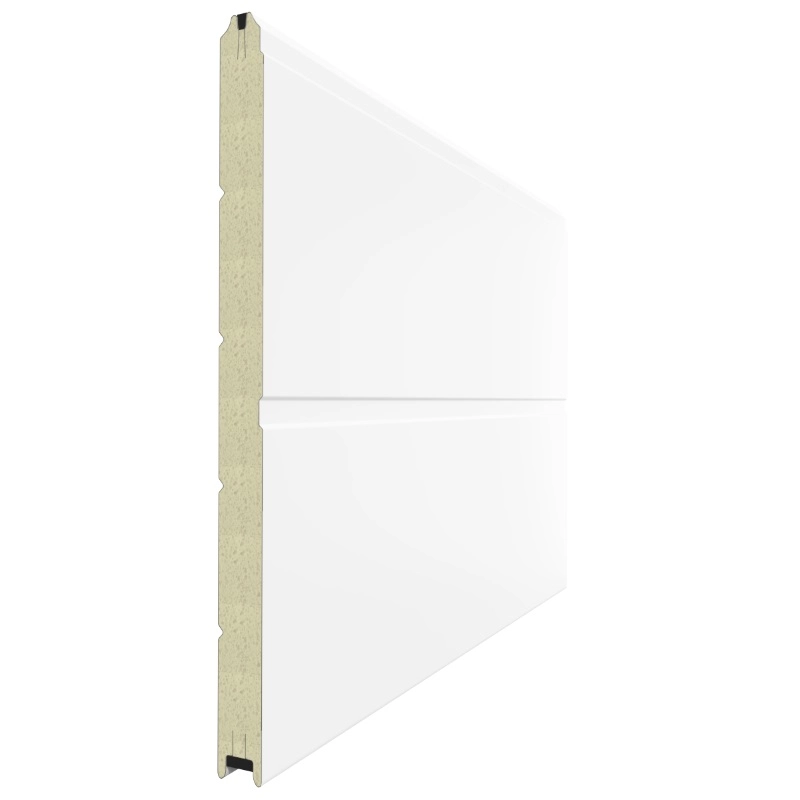 Панель секционных ворот в цвете RAL RAL 9003 белый, в дизайне Гладкий лист: Широкая полоса