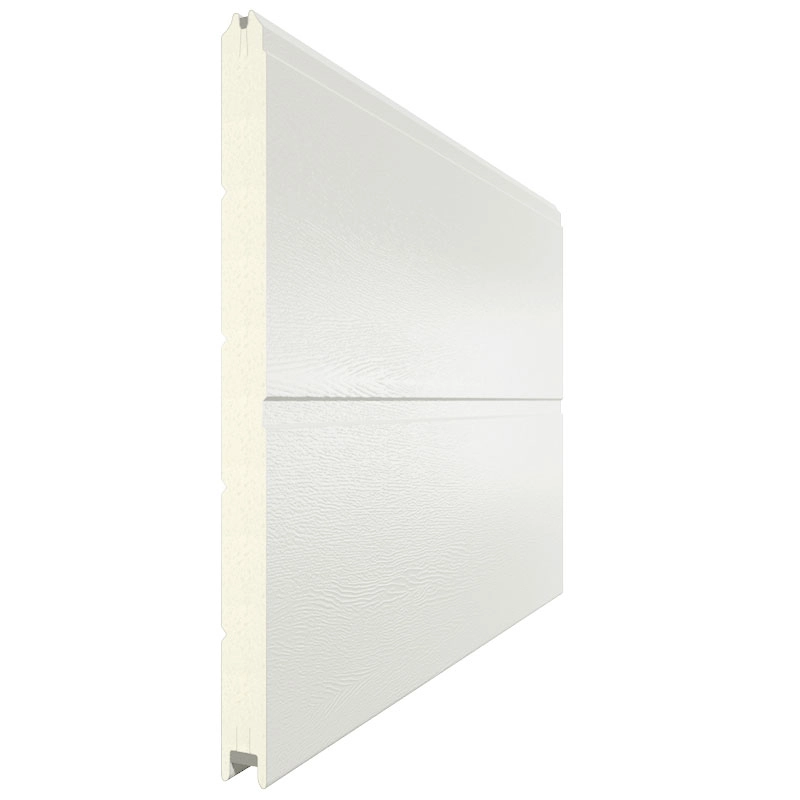 Панель секционных ворот серебристого цвета в дизайне Широкая полоса