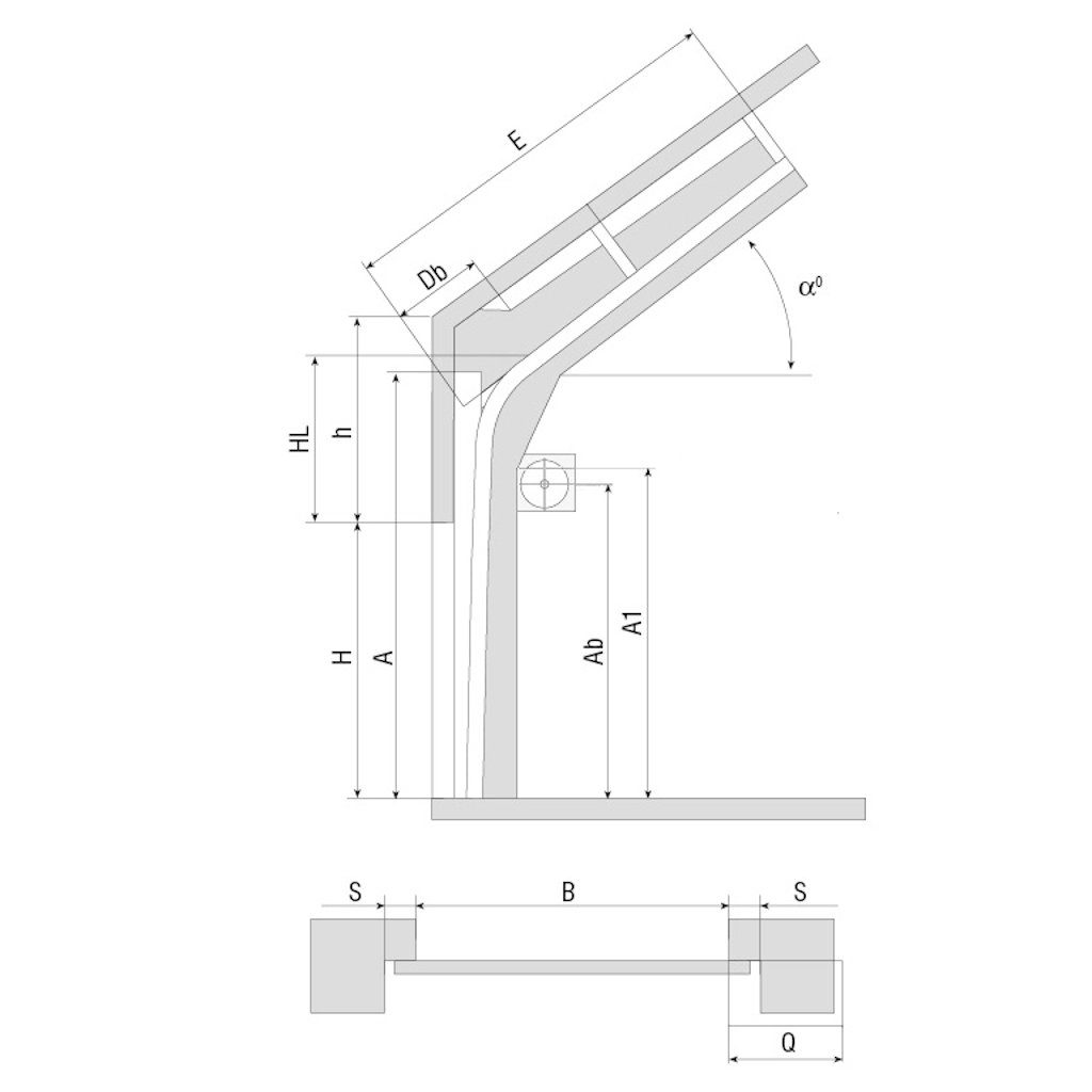 Высокий подъем наклонный, вал снизу