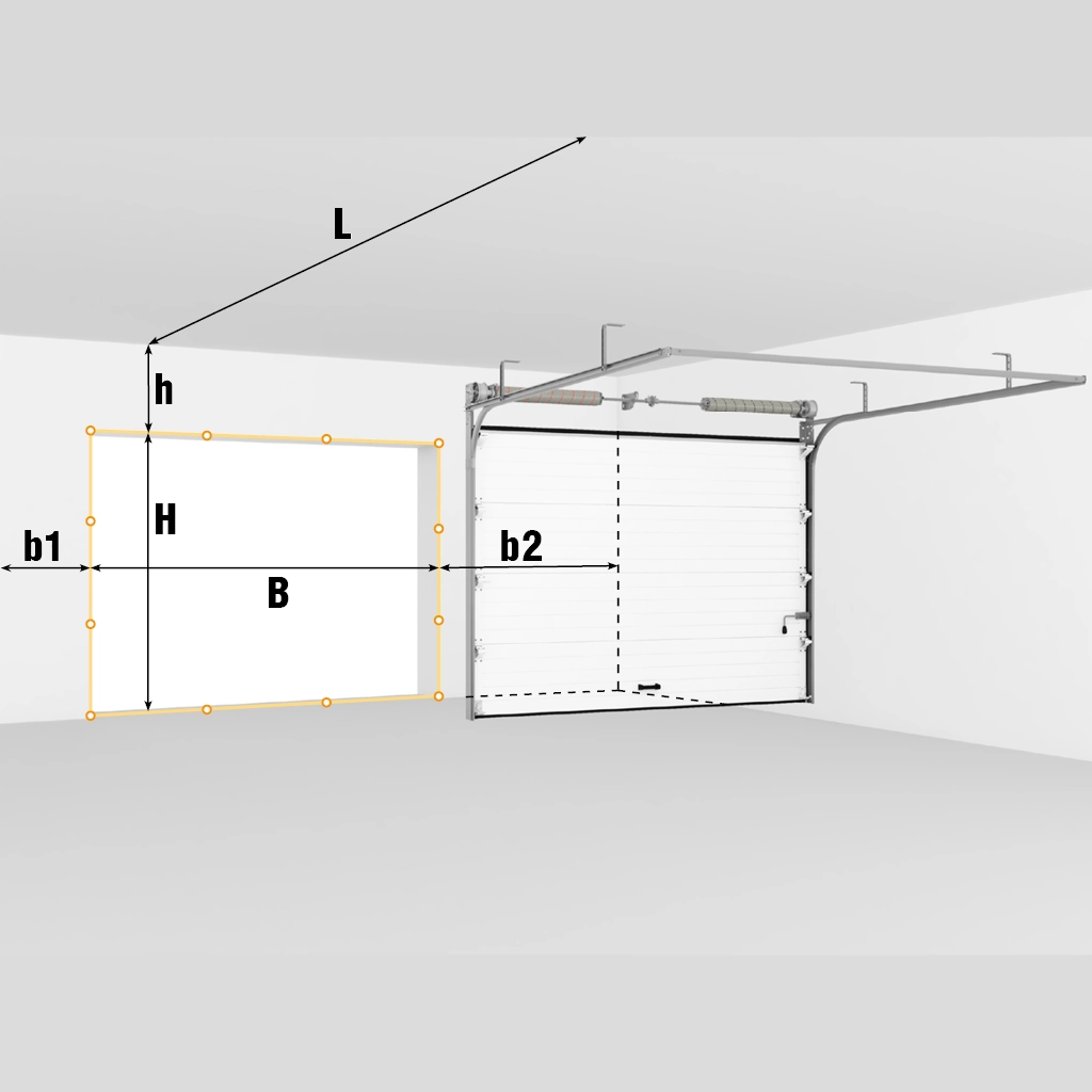 Замер проема для секционных ворот RSD02