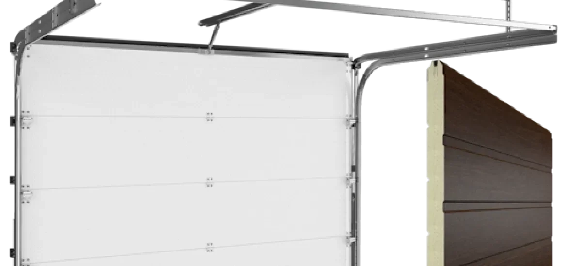 Ворота секционные подъемные RSD01 BIW темный дуб