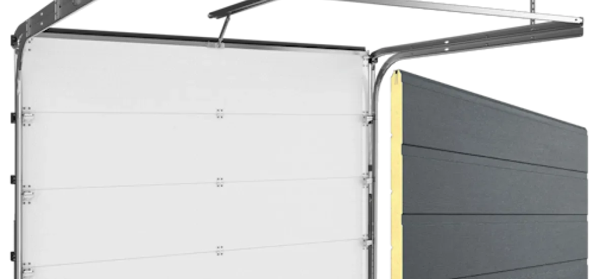 Ворота секционные подъемные RSD01 BIW антрацит мороз