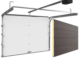 Ворота секционные подъемные RSD01 BIW красно коричневый мороз