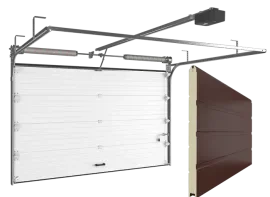 Ворота гаражные секционные RSD02 гладкая панель, красно-коричневые