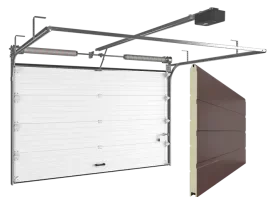 Ворота гаражные секционные RSD02 гладкая панель, красно-коричневые мороз