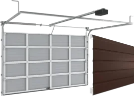 Ворота для гаража подъемные однослойные RSD02-SLP коричневые