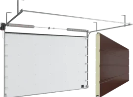 Ворота секционные промышленные ISD01 гладкая панель, красно коричневые