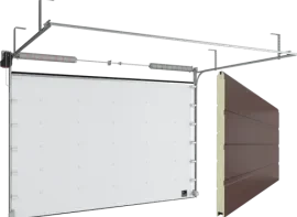 Ворота секционные промышленные ISD01 гладкая панель, красно коричневый мороз