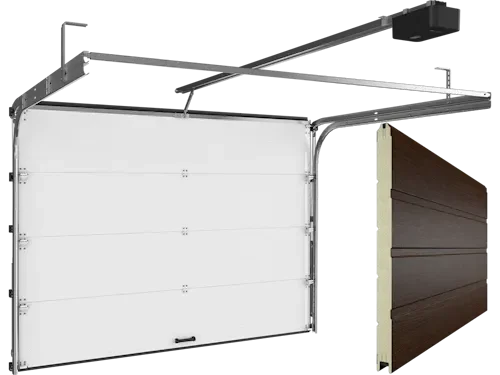 Ворота секционные подъемные RSD01 BIW темный дуб