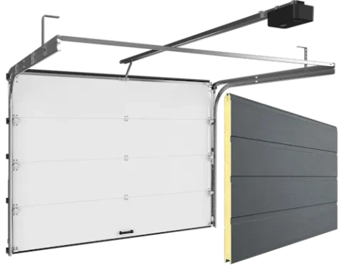 Ворота секционные подъемные RSD01 BIW антрацит мороз