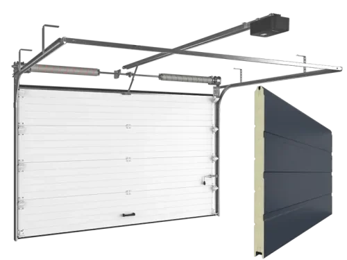 Ворота гаражные секционные RSD02 гладкая панель, антрацит мороз