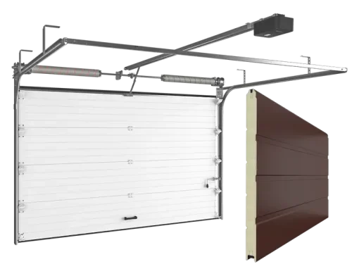 Ворота гаражные секционные RSD02 гладкая панель, красно-коричневые