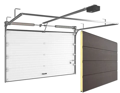 Ворота гаражные секционные RSD02 красно-коричневый мороз