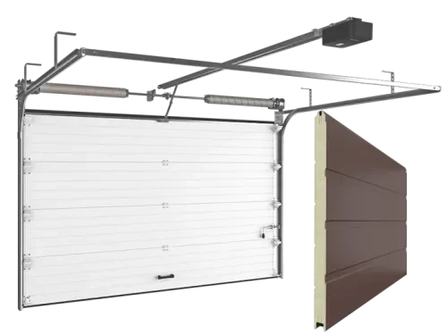 Ворота гаражные секционные RSD02 гладкая панель, красно-коричневые мороз