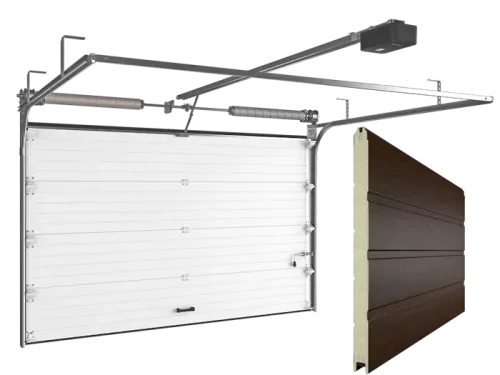 Ворота гаражные секционные RSD02 темный дуб