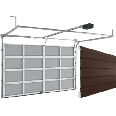 Ворота для гаража подъемные однослойные RSD02-SLP коричневые
