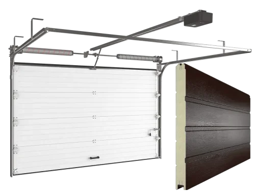 Ворота гаражные секционные RSD02 красно-коричневые