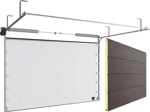 Ворота секционные промышленные ISD01 красно коричневый мороз