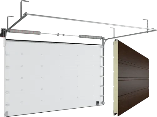 Ворота секционные промышленные ISD01 темный дуб