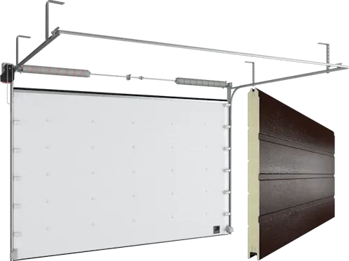 Ворота секционные промышленные ISD01 красно коричневые
