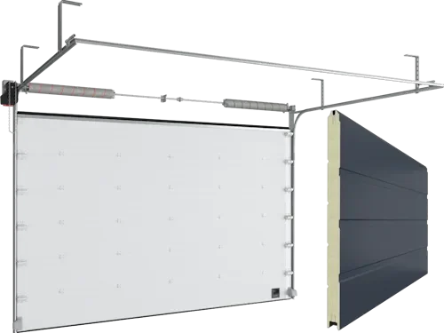 Ворота секционные промышленные ISD01 гладкая панель, антрацит мороз