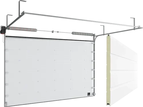 Ворота секционные промышленные ISD01 гладкая панель, белый цвет
